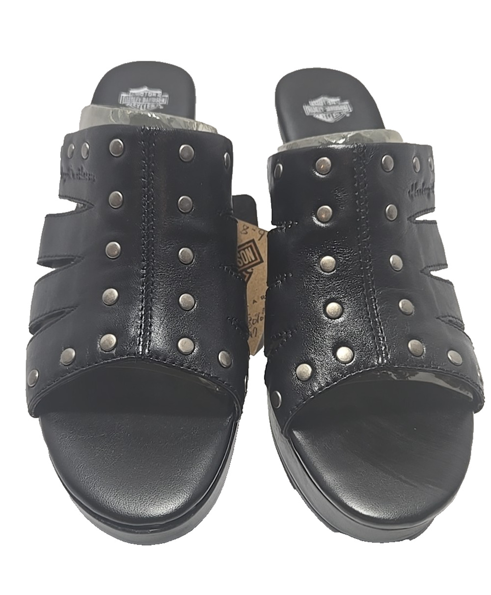 Harley Davidson Emilie Ladies Black Sandals Slide Vintage New Old Stock Size 6